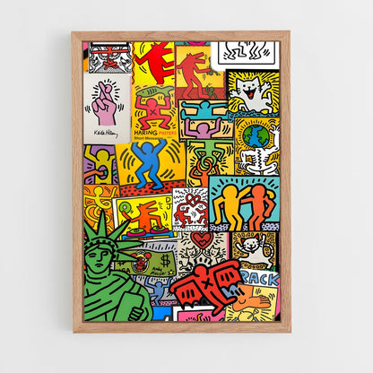 ap-keith haring-6 cadre Bois clair