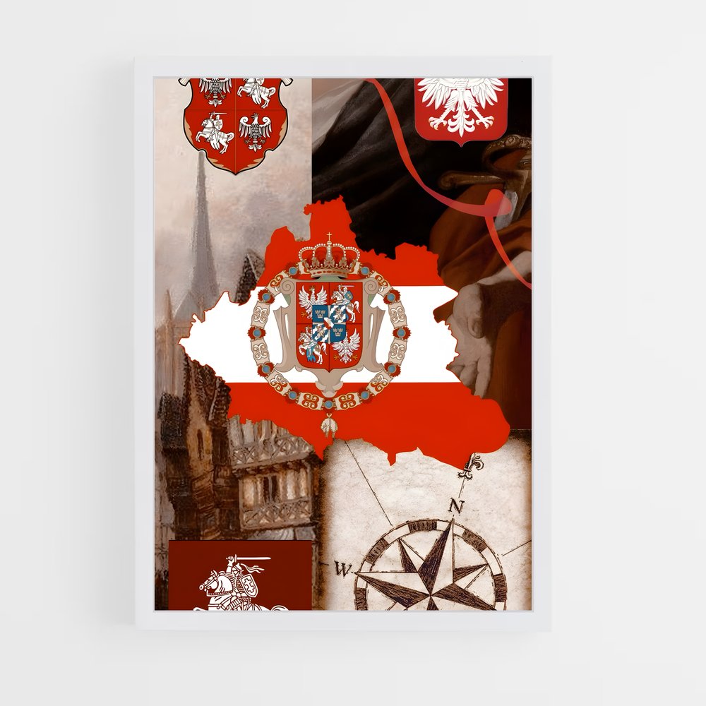 ap-kingdom of poland flag-1 cadre Blanc