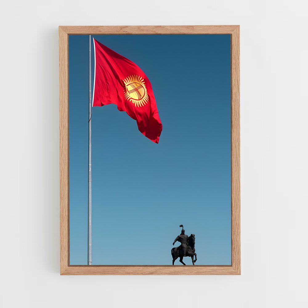 ap-kyrgyzstan flag-2 cadre Bois clair