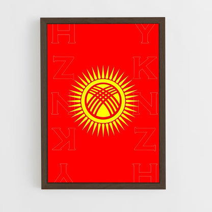 ap-kyrgyzstan flag-3 cadre Bois foncé