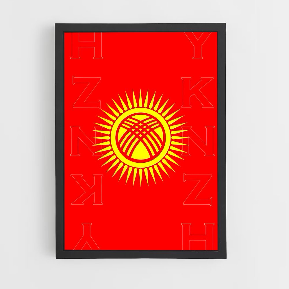 ap-kyrgyzstan flag-3 cadre Noir