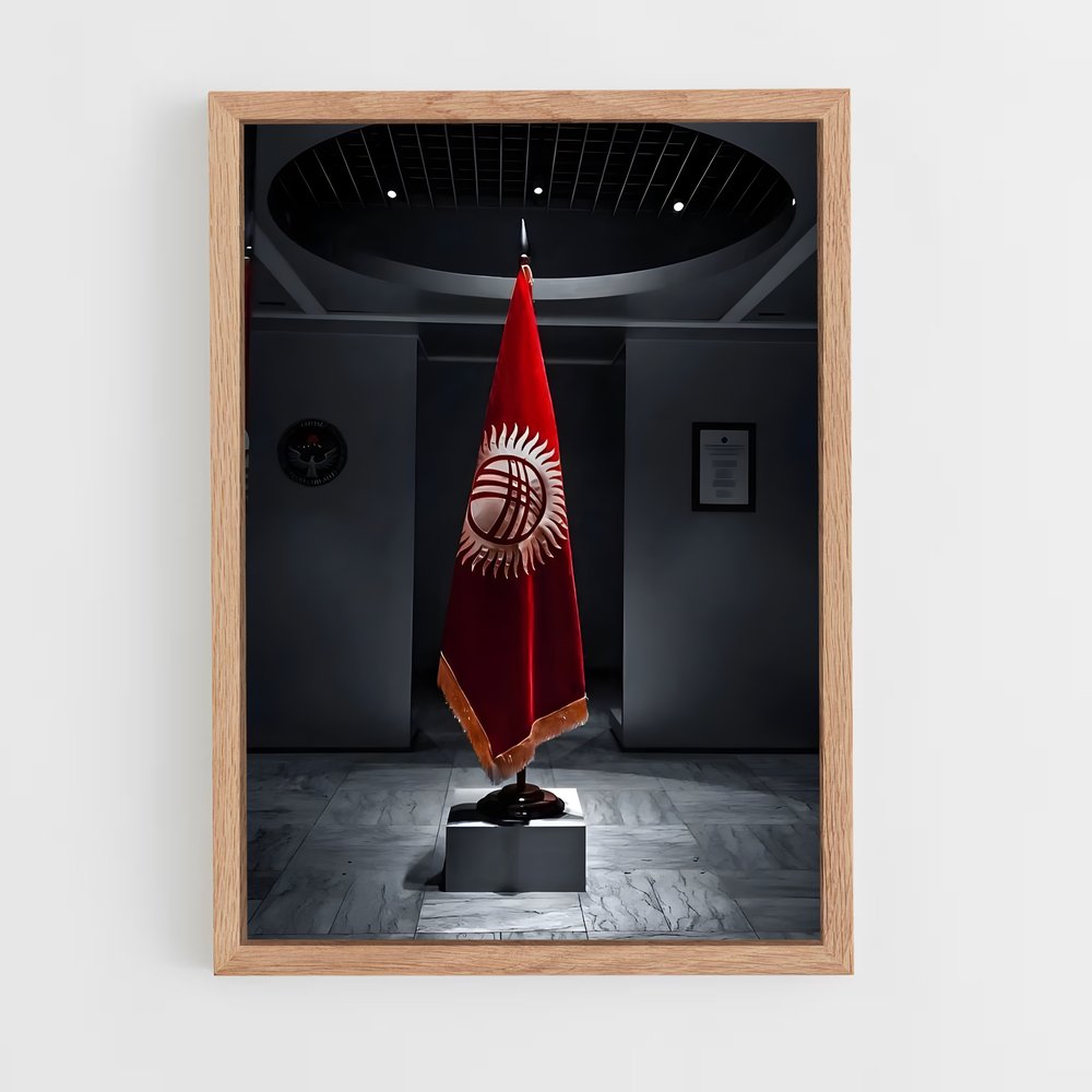 ap-kyrgyzstan flag-4 cadre Bois clair