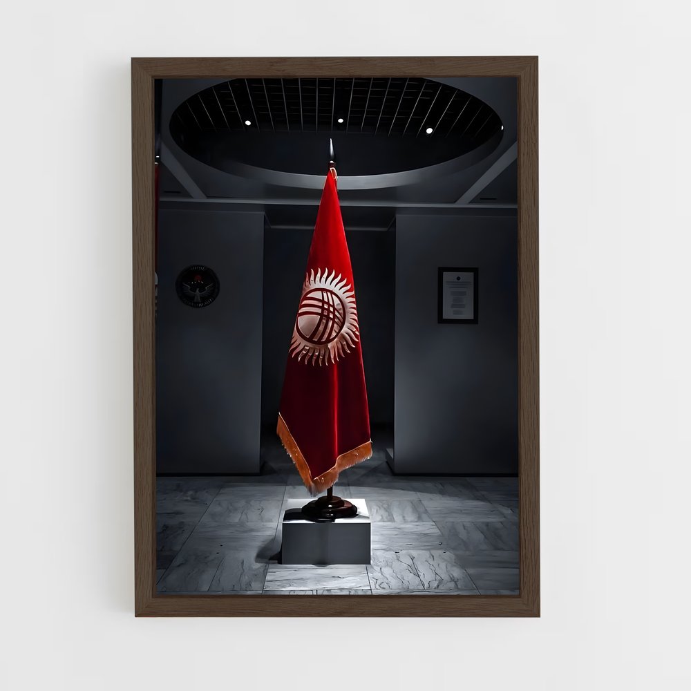 ap-kyrgyzstan flag-4 cadre Bois foncé