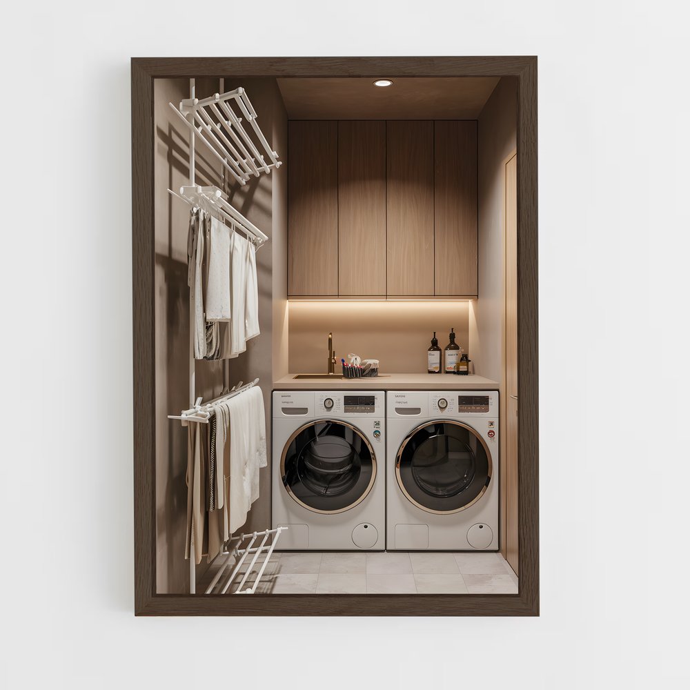 ap-laundry room-16 cadre Bois foncé