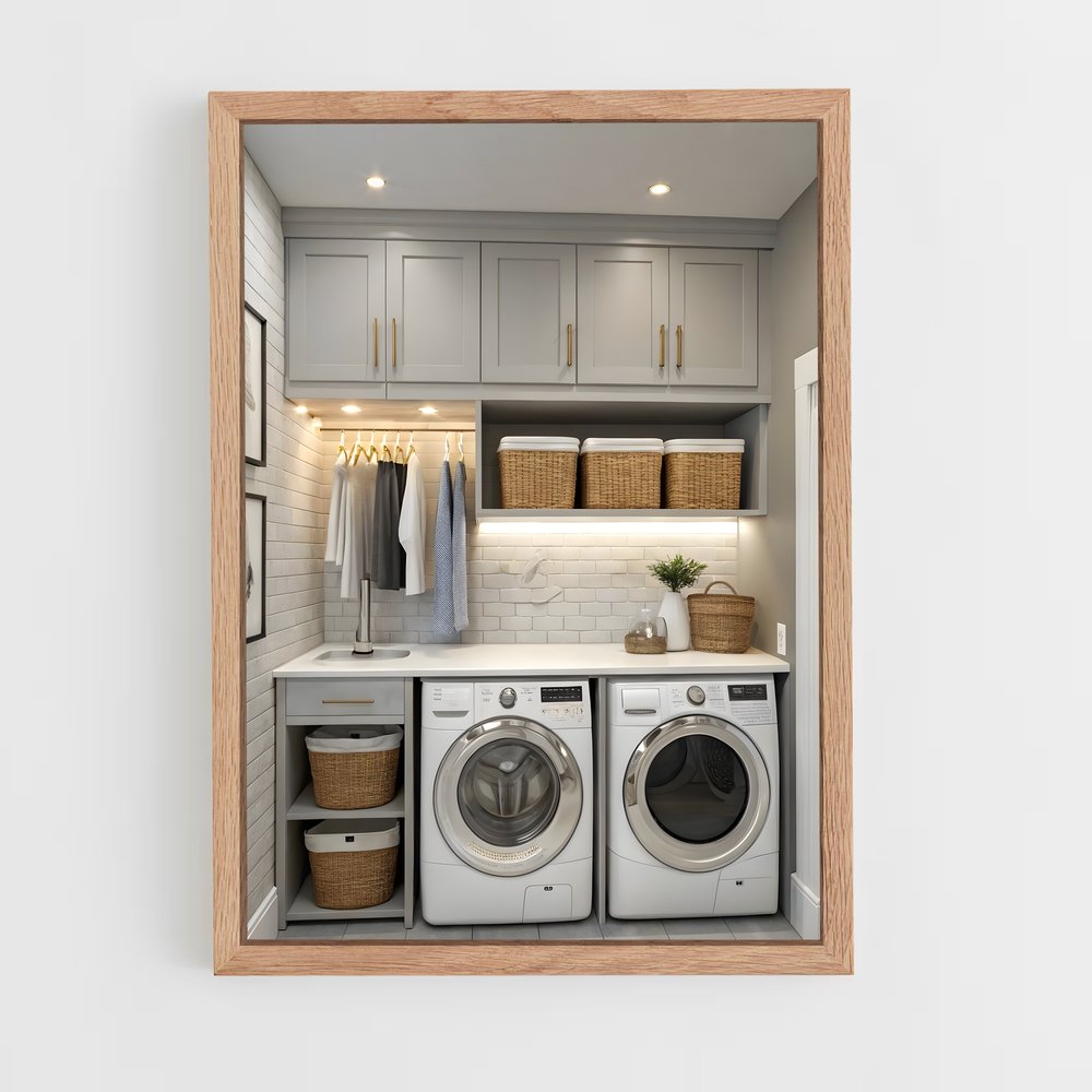 ap-laundry room-7 cadre Bois clair