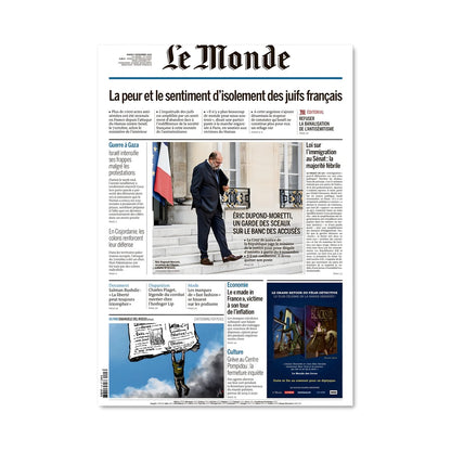 Poster Une Édition de Le Monde