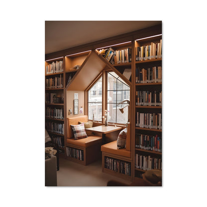 Poster Fenêtre sur Bibliothèque