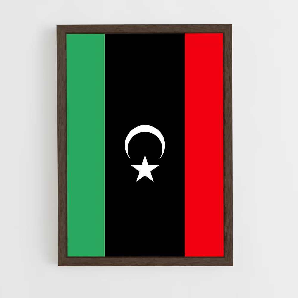 ap-libya flag-4 cadre Bois foncé