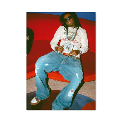 Poster Lil Wayne sur le Canapé Rouge