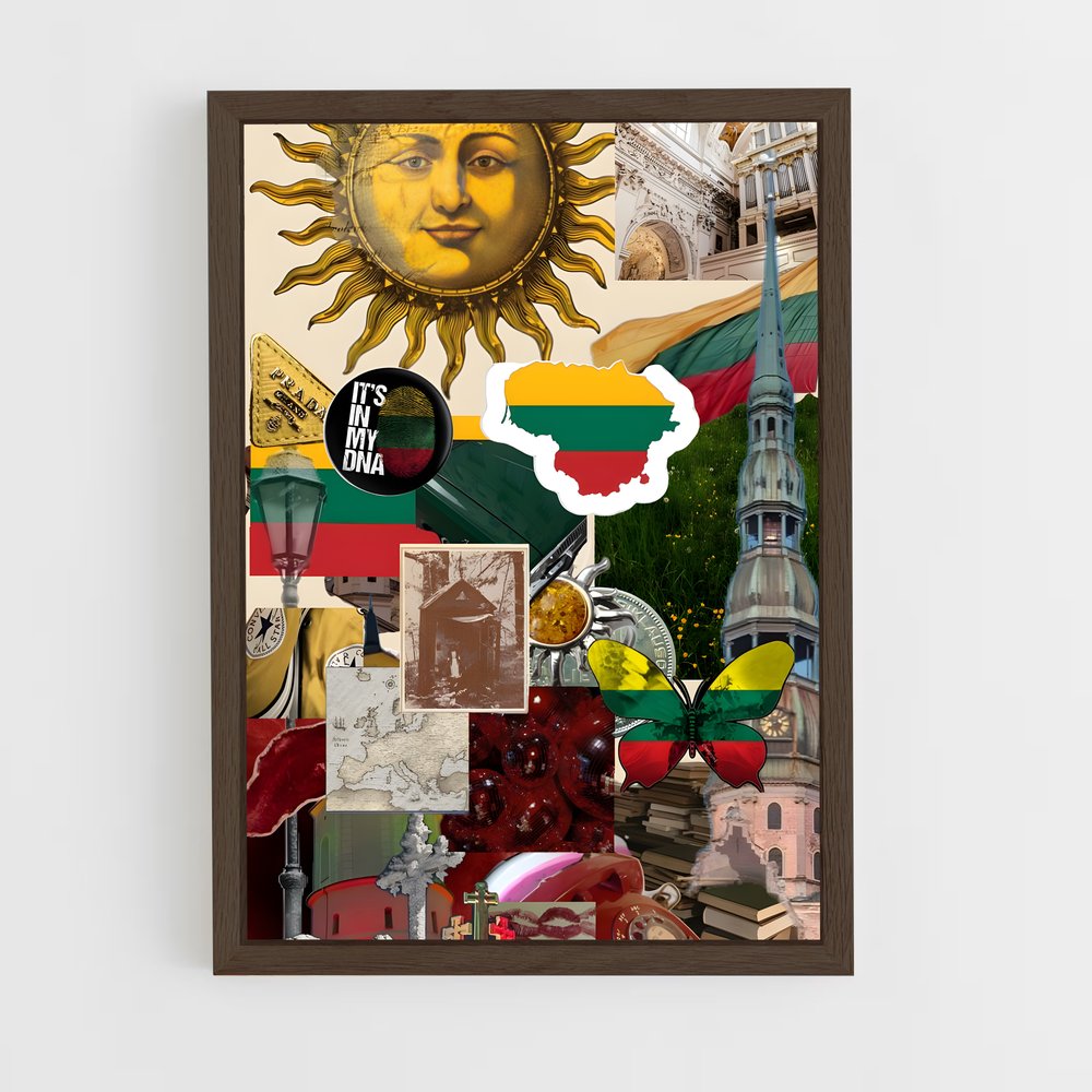 ap-lithuania flag-1 cadre Bois foncé