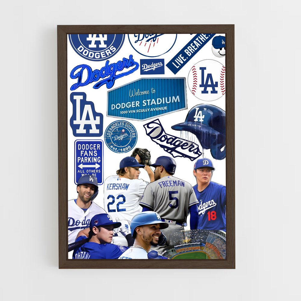 ap-los angeles dodgers-10 cadre Bois foncé