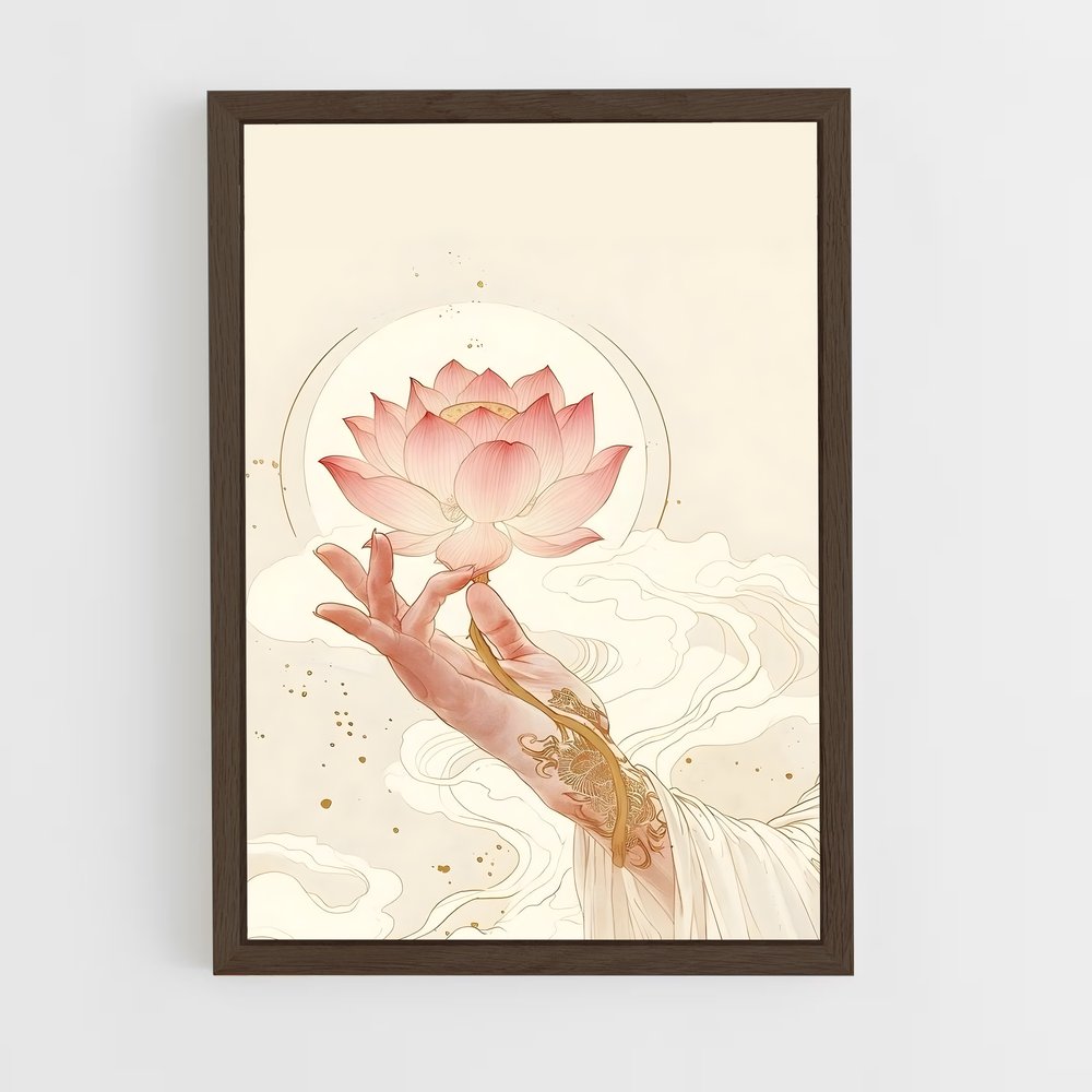 ap-lotus flower-1 cadre Bois foncé