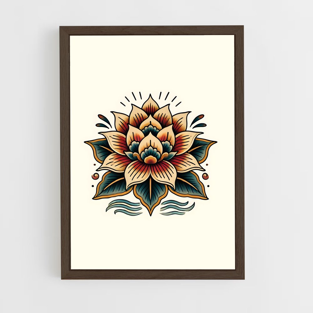 ap-lotus flower-3 cadre Bois foncé