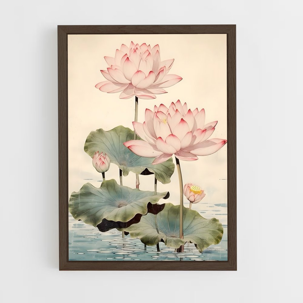 ap-lotus flower-4 cadre Bois foncé