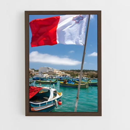ap-malta flag-1 cadre Bois foncé