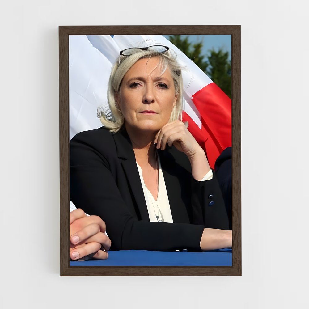 ap-marine le pen-3 cadre Bois foncé