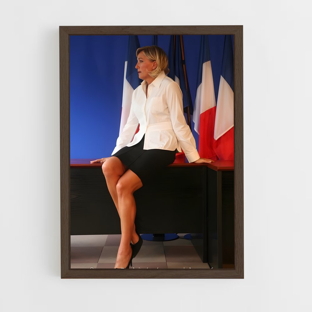 ap-marine le pen-6 cadre Bois foncé