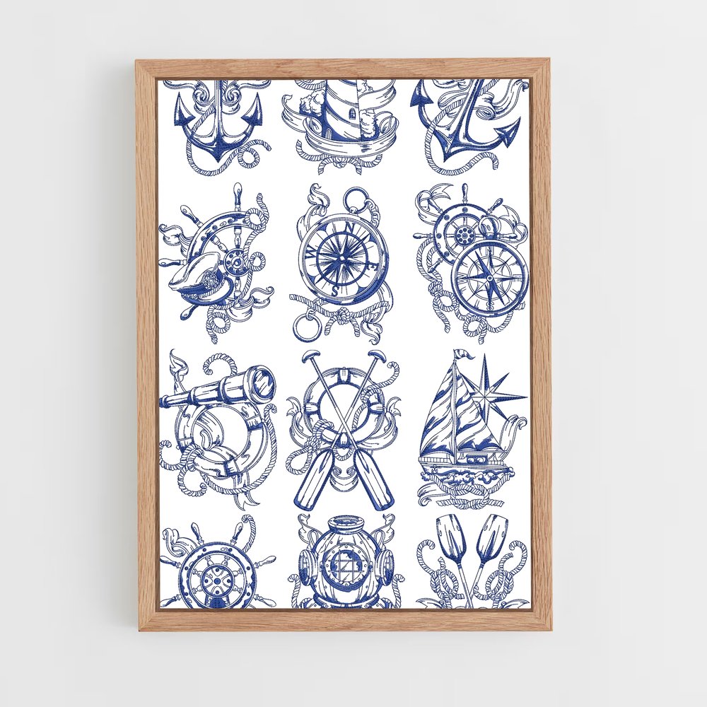 ap-maritime motifs-1 cadre Bois clair