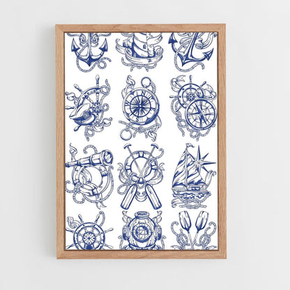 ap-maritime motifs-1 cadre Bois clair