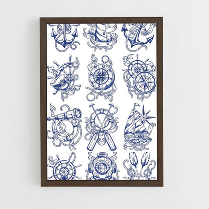 ap-maritime motifs-1 cadre Bois foncé