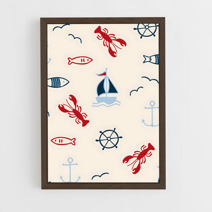 ap-maritime motifs-3 cadre Bois foncé