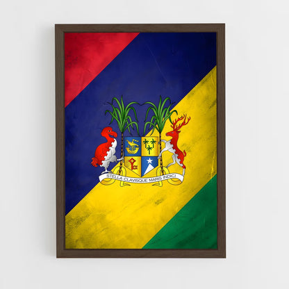 ap-mauritius flag-3 cadre Bois foncé