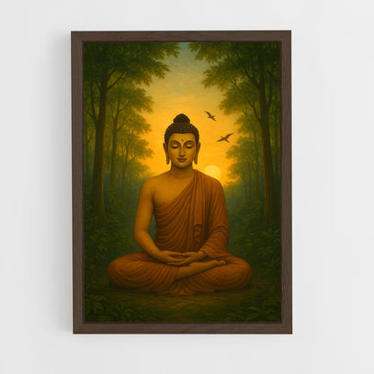 ap-meditation buddha-7 cadre Bois foncé
