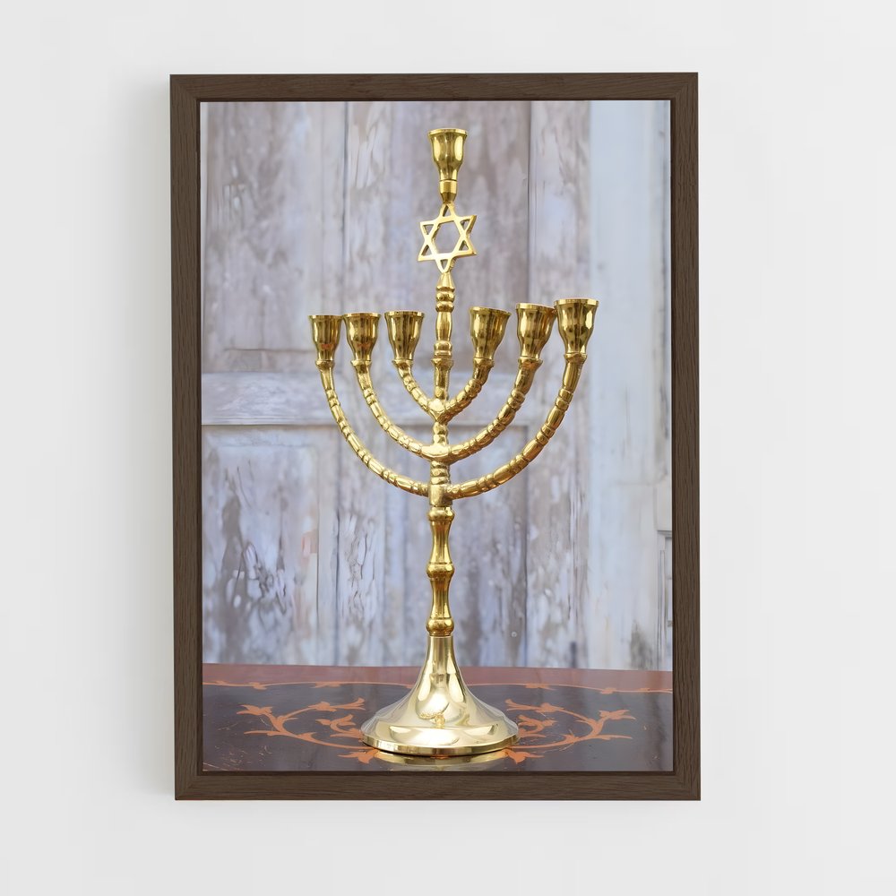 ap-menorah-3 cadre Bois foncé
