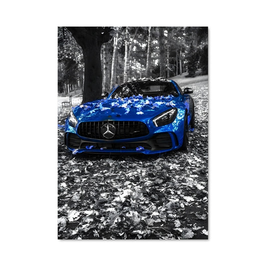 Poster Mercedes en Forêt