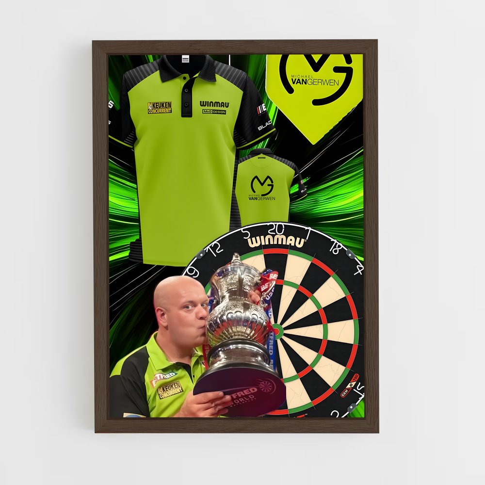 ap-michael van gerwen-4 cadre Bois foncé