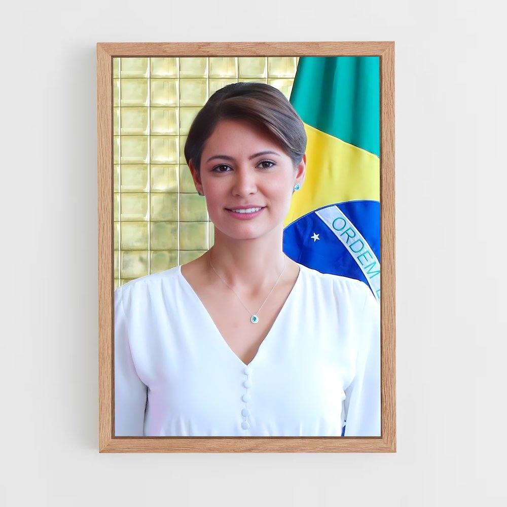 ap-michelle bolsonaro-1 cadre Bois clair