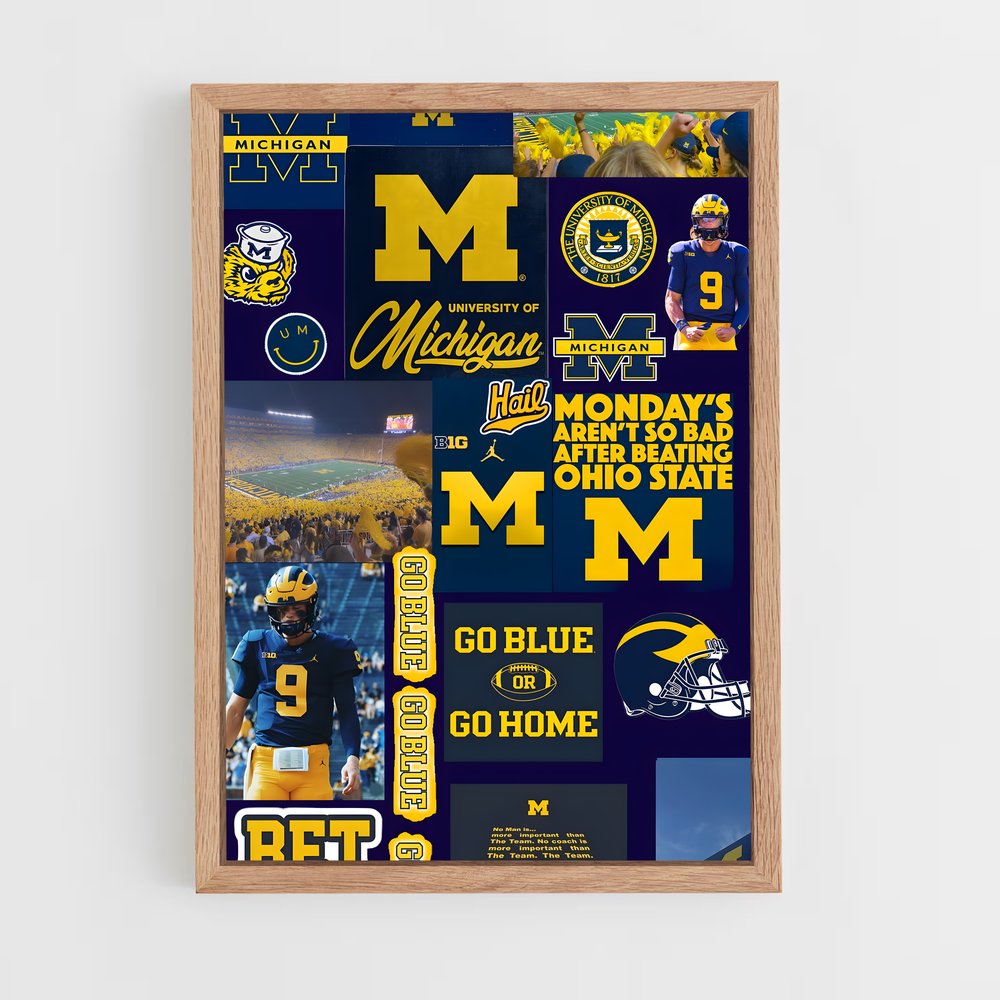 ap-michigan wolverines-6 cadre Bois clair