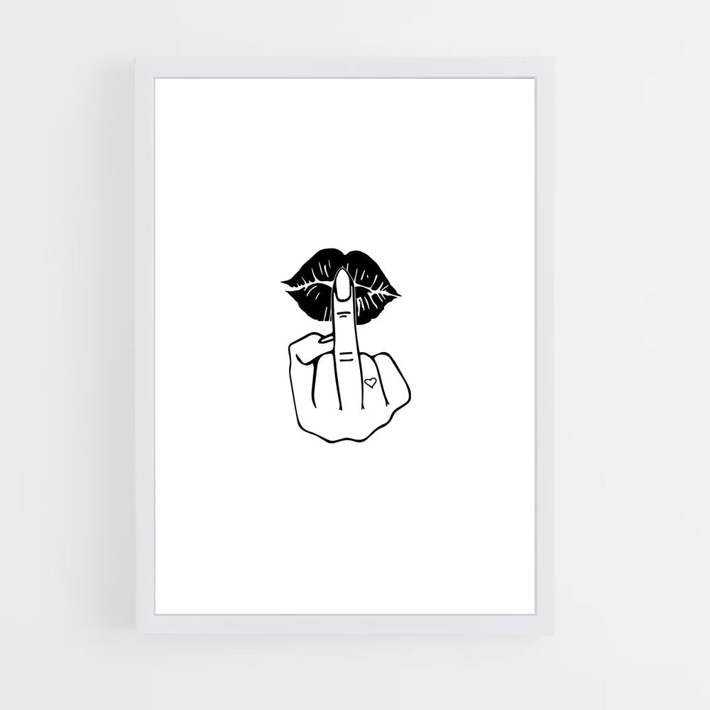 ap-middle finger-5 cadre Blanc