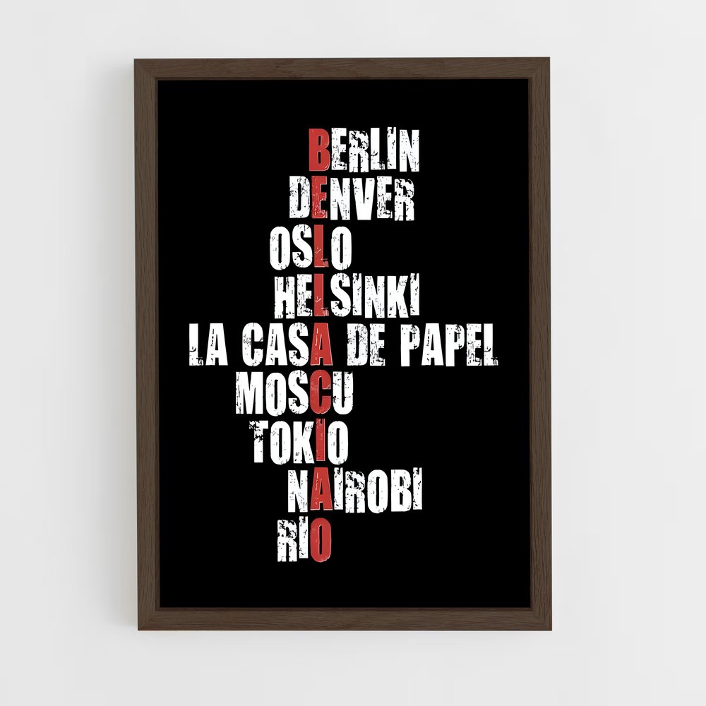 ap-money heist la casa de papel-7 cadre Bois foncé