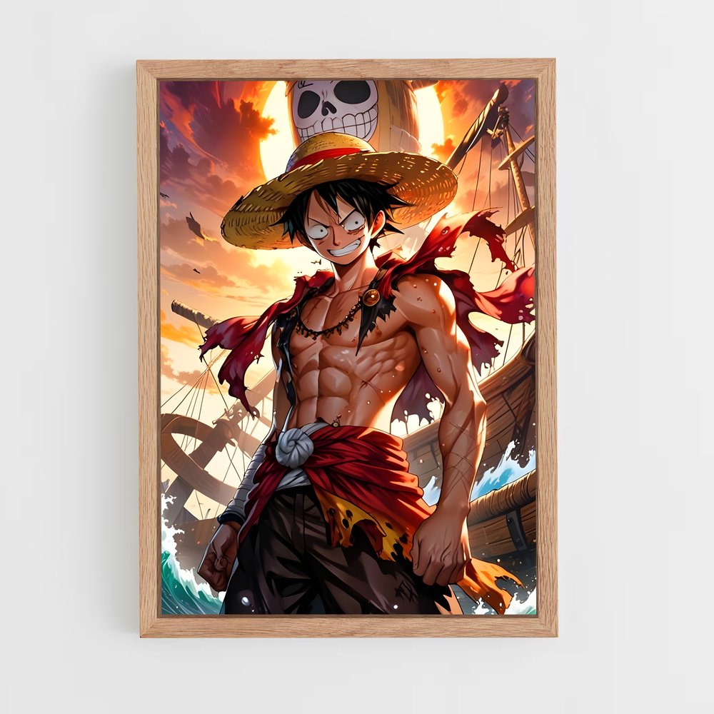 ap-monkey d luffy-1 cadre Bois clair