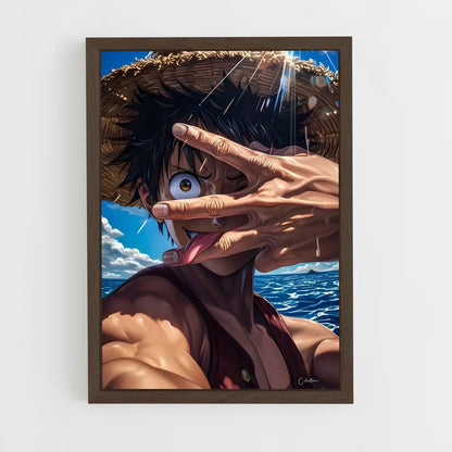 ap-monkey d luffy-7 cadre Bois foncé