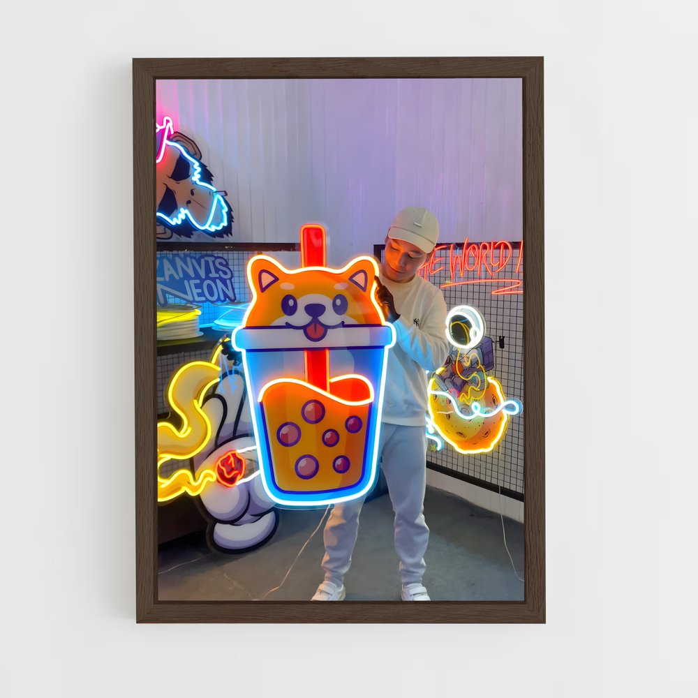 ap-neon light-2 cadre Bois foncé