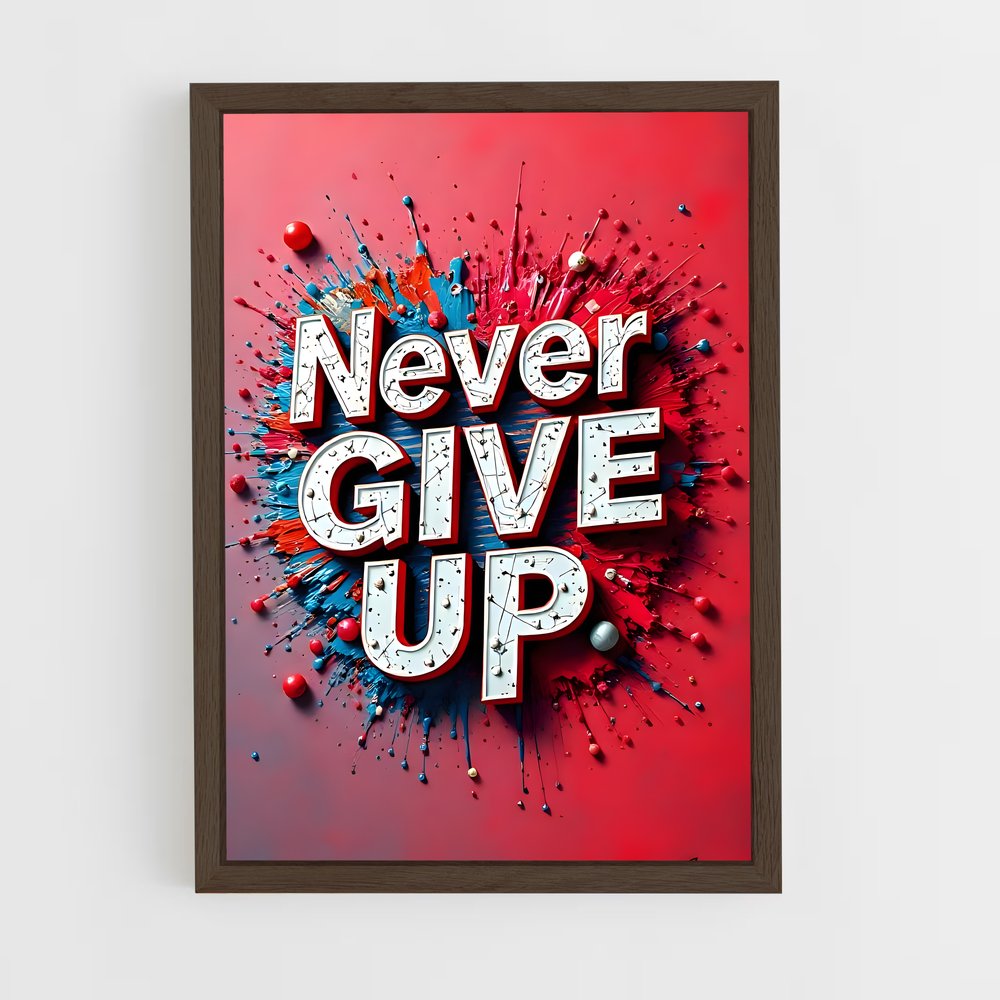 ap-never give up-3 cadre Bois foncé