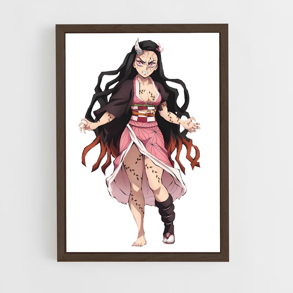 ap-nezuko kamado-8 cadre Bois foncé