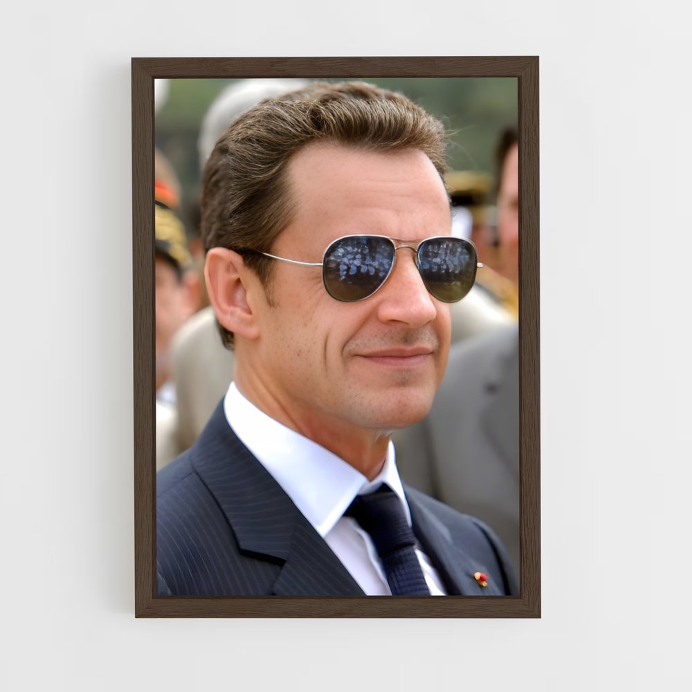 ap-nicolas sarkozy-5 cadre Bois foncé