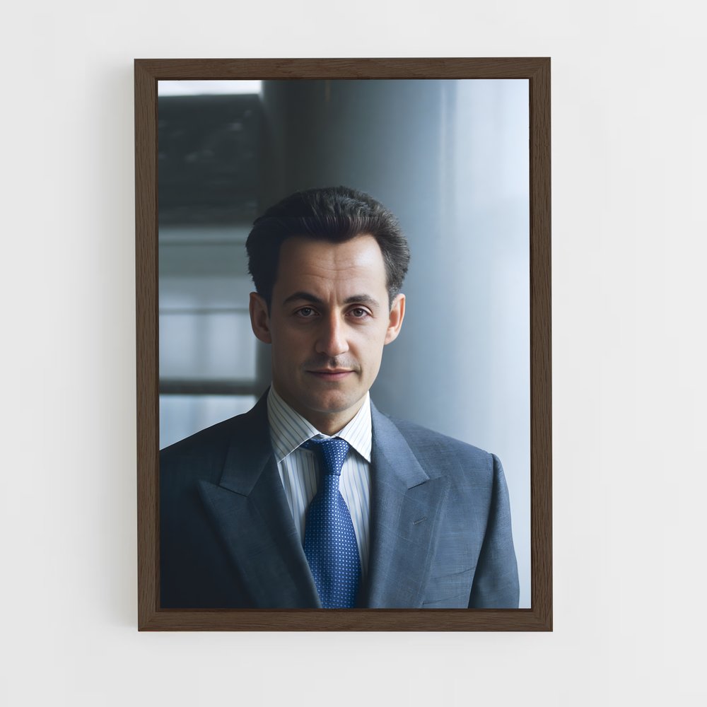 ap-nicolas sarkozy-6 cadre Bois foncé