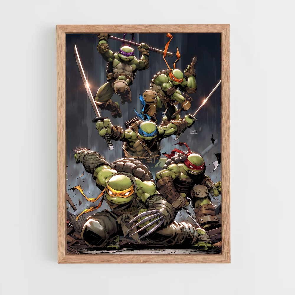 ap-ninja turtles-4 cadre Bois clair