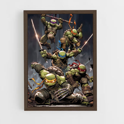 ap-ninja turtles-4 cadre Bois foncé