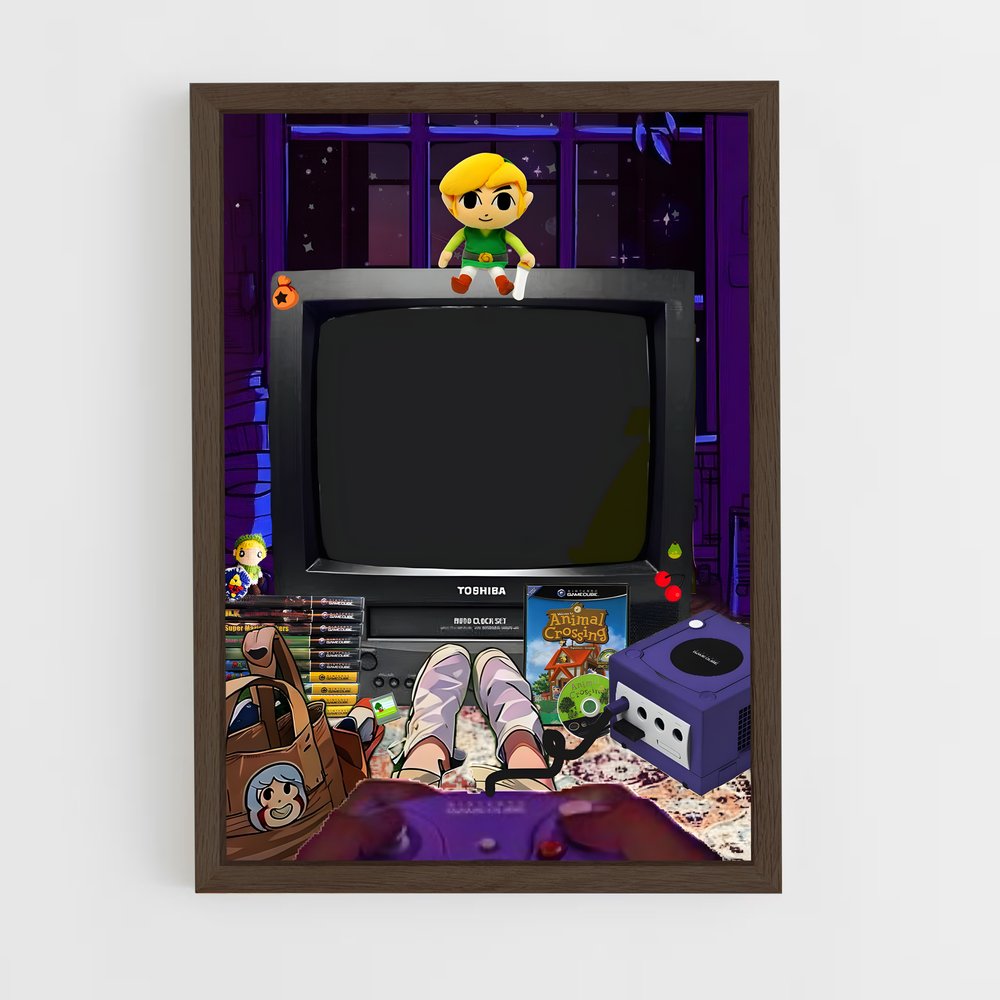 ap-nintendo gamecube-2 cadre Bois foncé