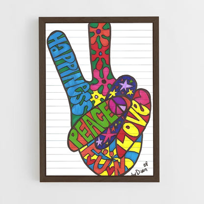 ap-peace sign-2 cadre Bois foncé