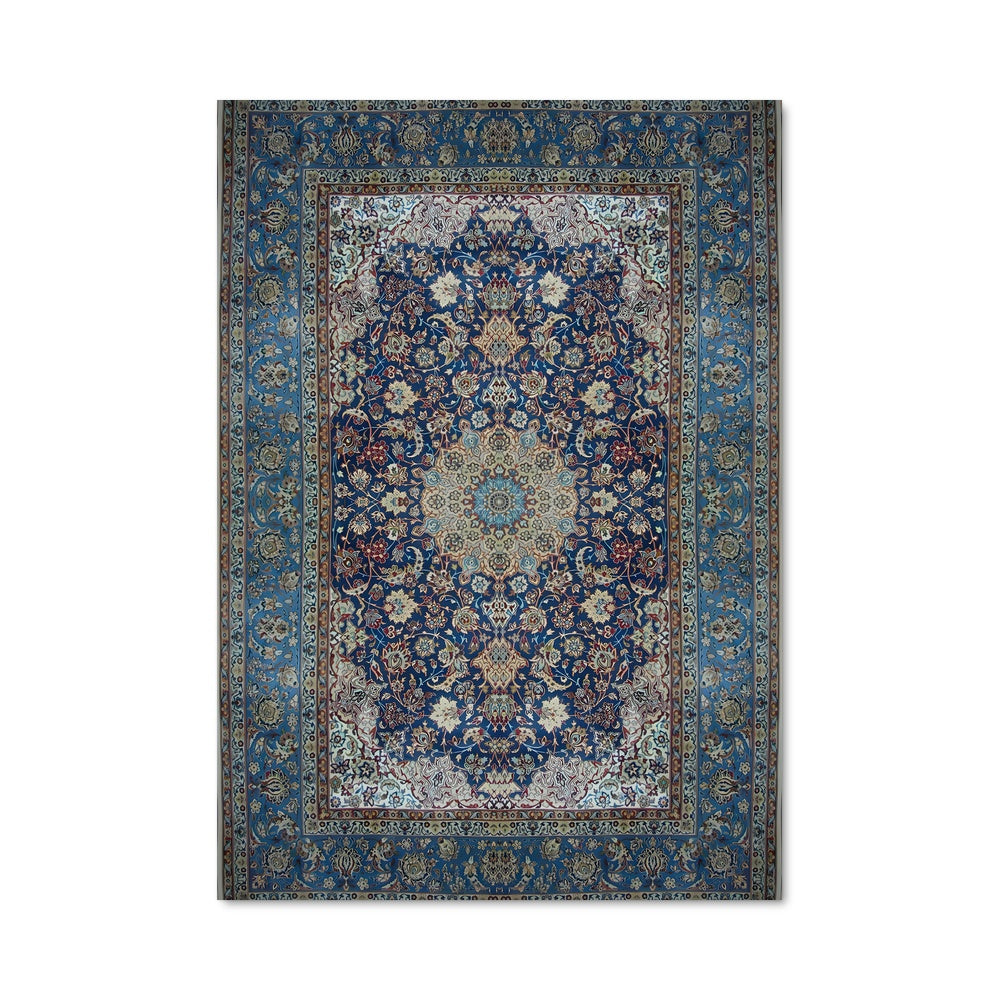 Poster Tapis Bleu Floral