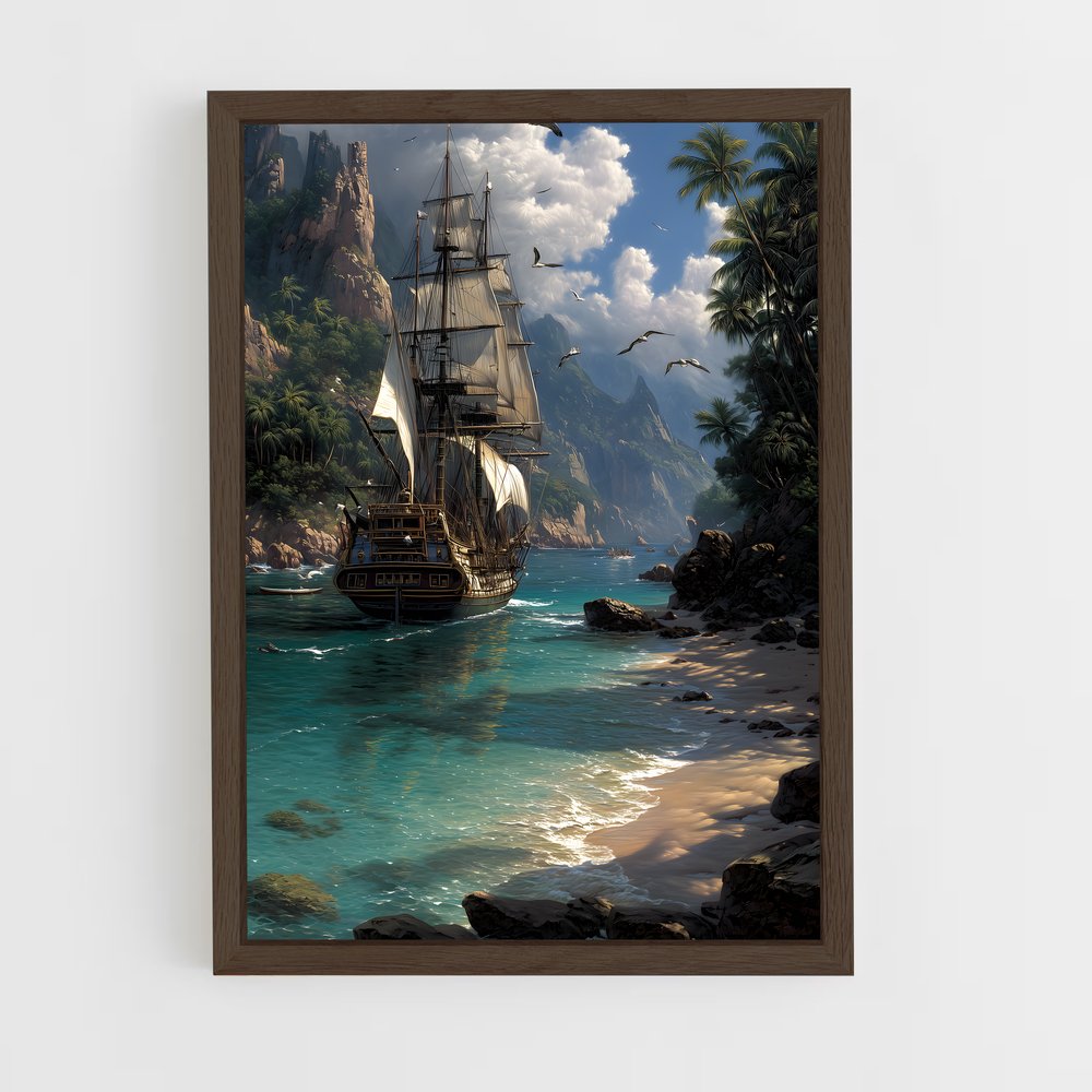 ap-pirate ship-9 cadre Bois foncé