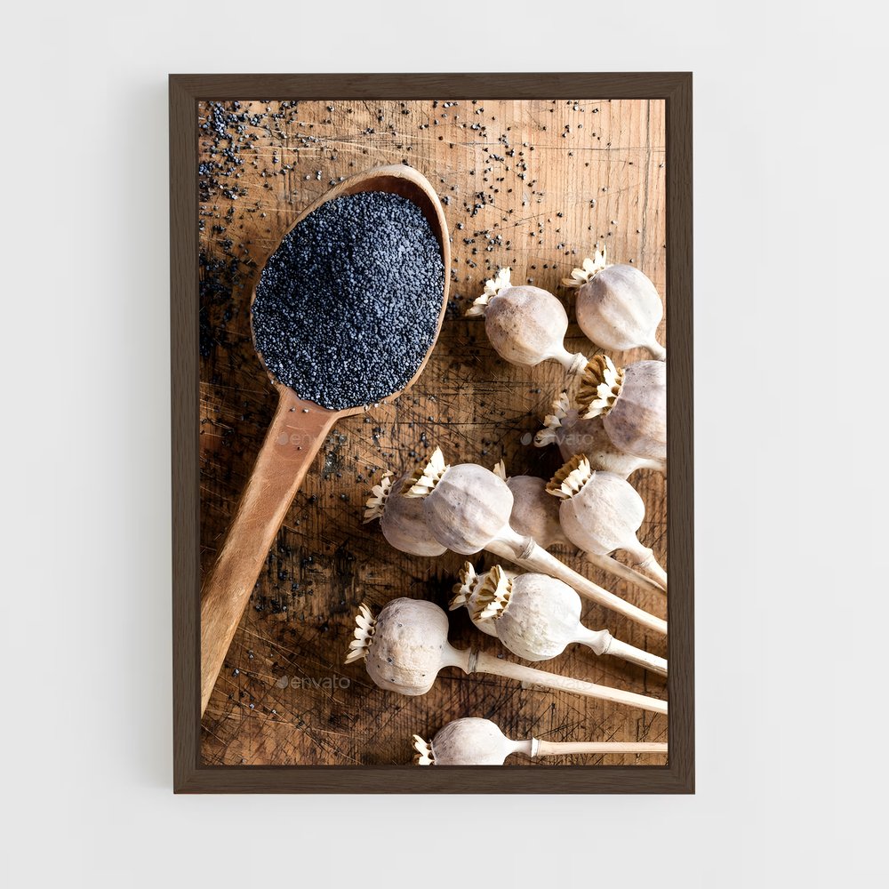 ap-poppy seeds-3 cadre Bois foncé