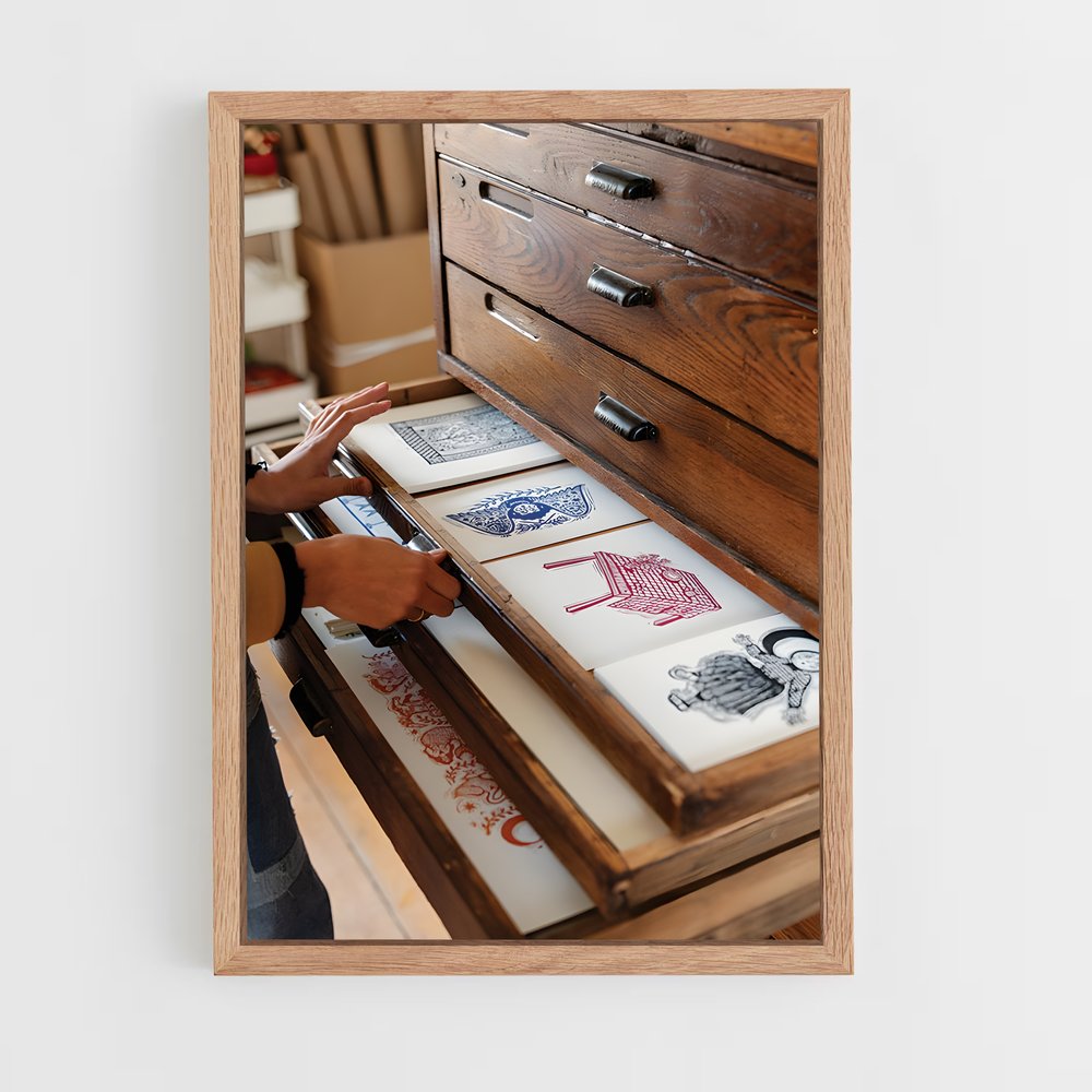 ap-printing press-6 cadre Bois clair