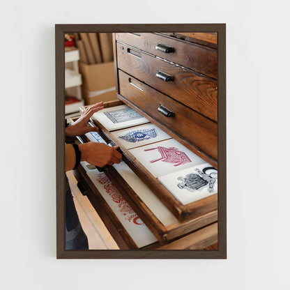 ap-printing press-6 cadre Bois foncé